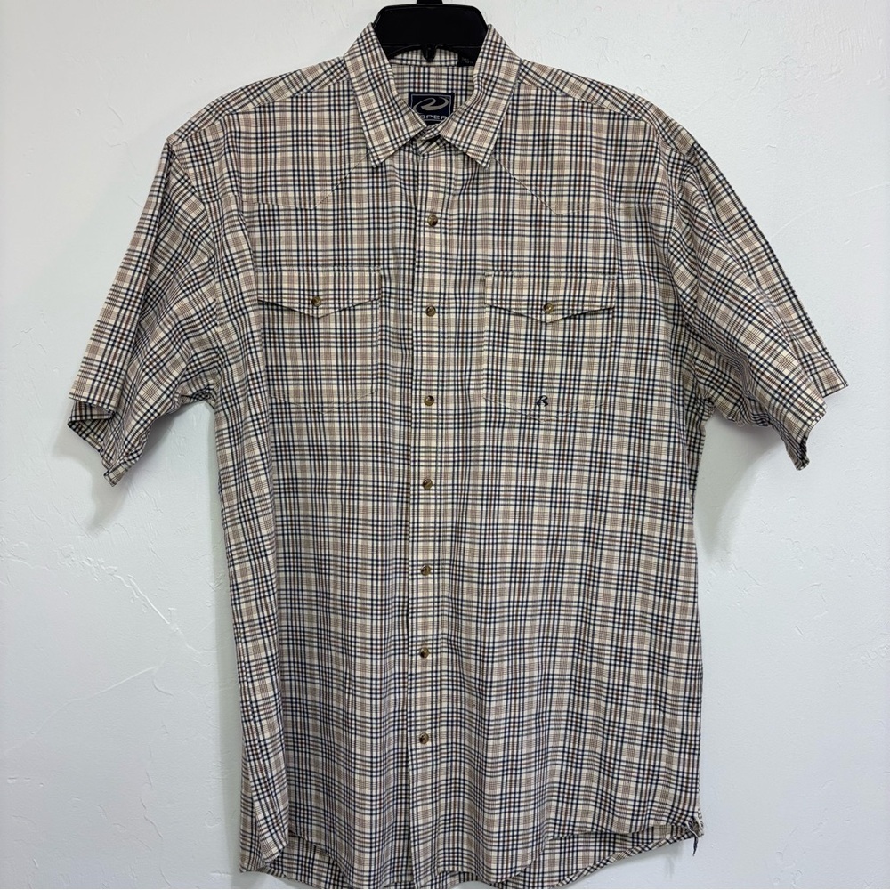 Roper Men's Snap Front XLT Short Sleeve Western Shirt Plaid Cotton FLAW